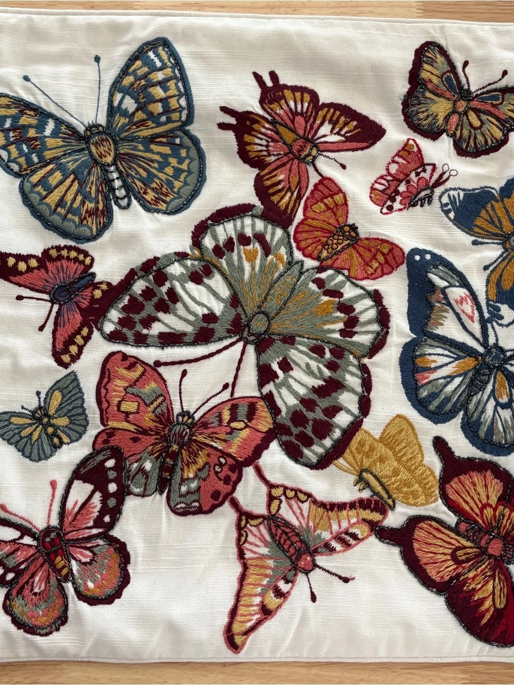 Pottery Barn Beaded Butterfly Throw Pillow Cover 18x18